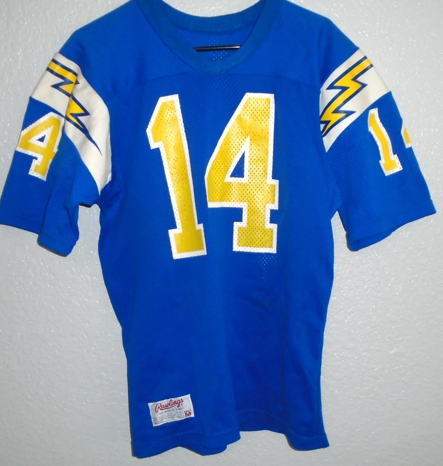 Camiseta de Colección Rawlings Chargers NFL Dan Fouts #14 Años 70 Años 80 Hecha en EE. UU. Pernos Medianos Foto 1 de 3