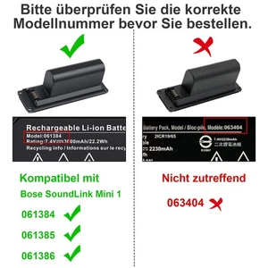Akku für Bose Soundlink Mini Speaker 1 I one 061384 061385 061386 3000mAh - Bild 1 von 10