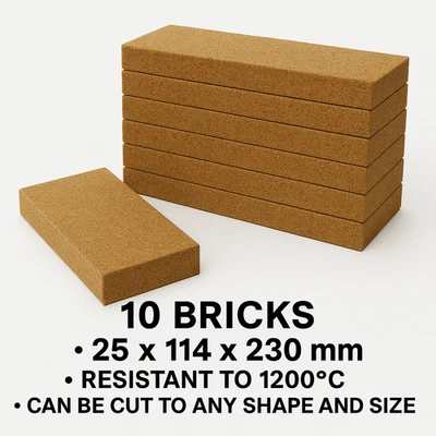 10 x Vermiculite Villager Fire stove bricks brick firebrick firebricks 9" x 4.5" - Image 1 of 3