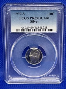 1999 S 10C Silber Roosevelt Dime PCGS PR69DCAM - Bild 1 von 2