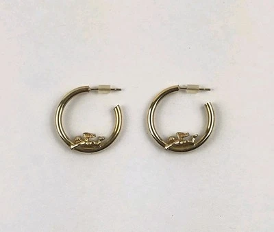 Vintage 1990's 14k Yellow Gold Hoops with Guardian Angels Earrings 1g - Image 1 of 4