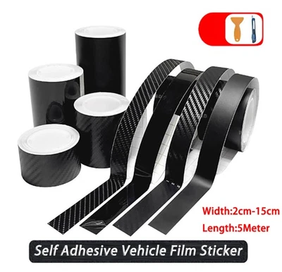 Película autoadhesiva negra para vehículos adhesiva película de fibra de carbono sin burbujas de aire Foto 1 de 4