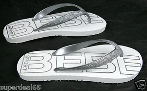 Bebe Sport   Pinkie  White/Silver  Size 9  Bebe - Picture 1 of 3