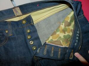 Auth PRPS Jeans men's Raw Selvedge Denim DEMON FIT Button Fly jeans (Cut Off)-30