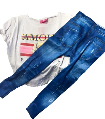 Conjunto activo estilo Jean Amour Forever Kids Meets Play in Our 14/16 venta al por menor $22 Foto 1 de 4