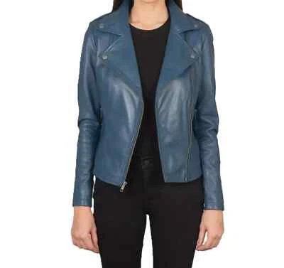 Handmade Women's Genuine Lambskin Leather Jacket Motorcycle Stylish Soft Biker - Image 1 of 4