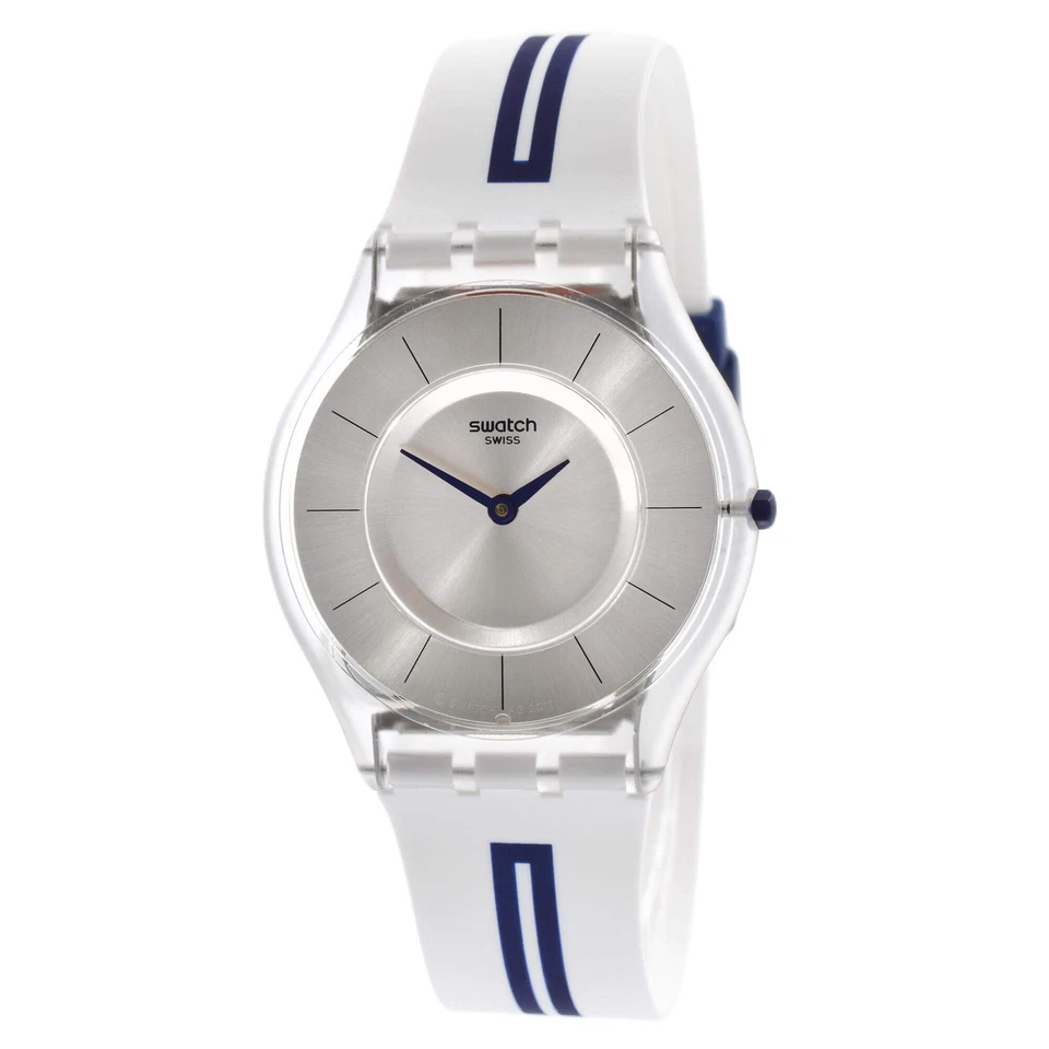Swatch Skin Mediolino Silver Dial Silicone Strap Unisex Watch SFE112