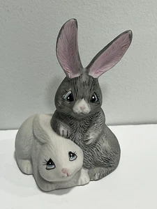 VTG WNS Taiwan Ceramic Cuddly Bunnies Rabbit 1986 Adorable !! - Picture 1 of 6