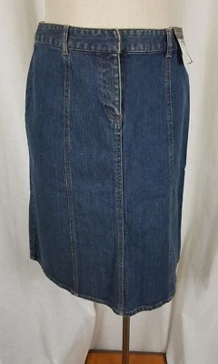 Geoffrey Beene Sport Stretch Denim Blue Jean Midi Pencil Skirt Womens 8 Vintage  - Image 1 of 4