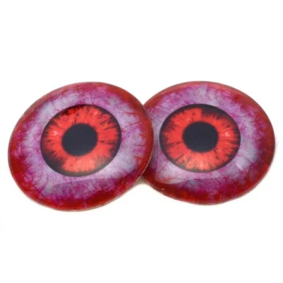Par de Cabujones Taxidermia Pie Plano Ojos de Vidrio Zombi Rojo Sangriento Joyería Muñecas Foto 1 de 4
