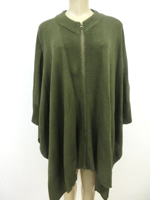 Suéter Harve Benard Tejido Encogido de hombros Verde Poncho Estilo Cremallera Completa Talla Única Nuevo con Etiquetas Foto 1 de 4