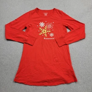 American Girl Night Shirt Youth Girls Small 4/6 Red Holiday Dreams Long Sleeve - Picture 1 of 10