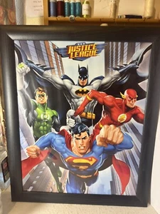 Justice League Poster In Black Wood Frame 57 X 47cm - Picture 1 of 4