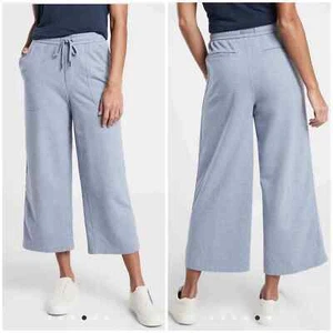 Pantalone donna Athleta Farallon Heathered gamba larga taglia 8 blu tasche spiaggia - Foto 1 di 11