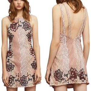 Foxiedox Georgina Pink Lace Embroidered Mini Dress Size 6 - Picture 1 of 8