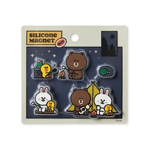 Juego de imanes nocturnos de camping marrón, Cony y Sally mercancía oficial de Line Friends - Imagen 1 de 8