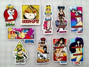 HOOK UPS Vinyl Sticker Lot REPRODUKTIONEN (10 Sticker) SET 1 Skate Anime Hentai - Bild 1 von 2