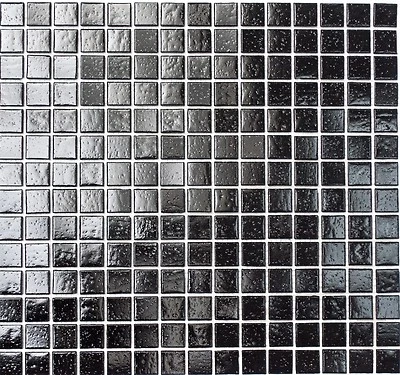 Pâte de Verre Noir Sol Bain Cuisine Wc Mur Miroir Mosaïque WB50-0302 1 Mat - Photo 1/3