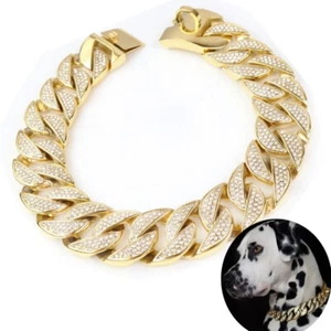 Collar de perro grande de acero inoxidable resistente cadena cubana de lujo elegante 43 mm nuevo - Imagen 1 de 12