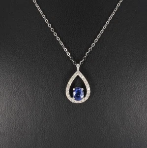 Wert 1290 € Brillant Saphir Collier 750 18 Karat Weiß Gold - Bild 1 von 8