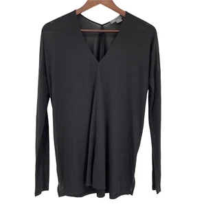 Top Vince Semi Transparente Mujer Talla Pequeña Manga Larga Negro Cuello en V - Imagen 1 de 7