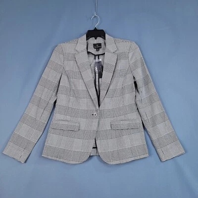 Worthington Women's Blazer Jacket Herringbone Gray Plaid Size M - Image 1 of 4