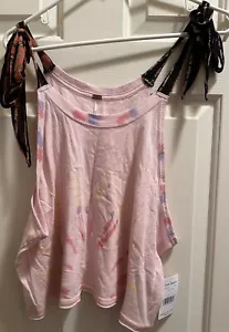 NWT Free People Tank Top Tunic Light Pink W/ Ribbon Ties At Shoulder Casual XS - Picture 1 of 3