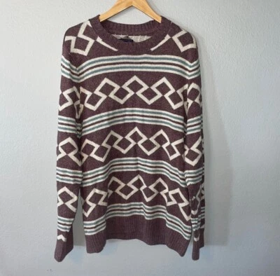 Suéter Abercrombie Para Hombre Talla XL Estampado Geométrico Mezcla Lino/Seda Cuello Redondo Esquí Foto 1 de 4