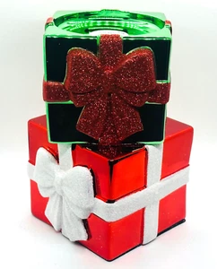 Bath & Body Works Stacked Christmas Presents Bow 3 Wick Pedestal Candle Holder - Picture 1 of 7