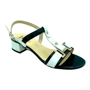 HB Shoes Damen Frauen Leder Riemchen Slingback schwarz weiß Sandalen Größe 5 / 38 NEU - Bild 1 von 4