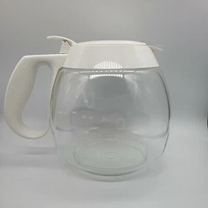Jarra cafetera de vidrio de repuesto Cuisinart 12 tazas mango redondeado blanco - Imagen 1 de 4