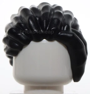 Lego Black Minifig Hair Dreadlocks Parted Bangs Swept Back Left Short Ponytail - Picture 1 of 3