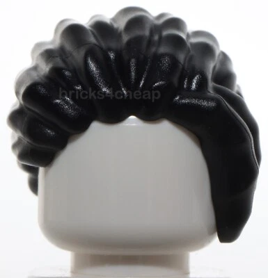Lego Black Minifig Hair Dreadlocks Parted Bangs Swept Back Left Short Ponytail - Image 1 of 3