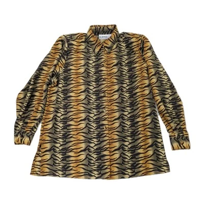 Blusa para mujer Liz Baker estampado de tigre manga larga abotonada XL Foto 1 de 4