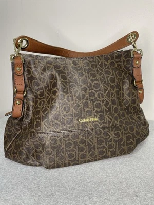 Bolso de Mano Calvin Klein Mujer Grande Marrón Monograma Logo Foto 1 de 4