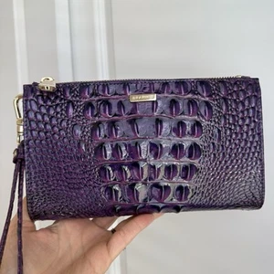 Brahmin Daisy Clutch Wristlet Royal Purple Melbourne Leather - Picture 1 of 7