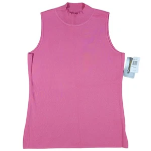 Misook Knit Tank Top Womens Small Pink Mock Neck Sleeveless Shell Stretch Career - Picture 1 of 7