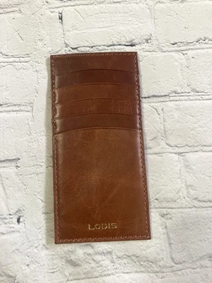 LODIS Marrón Cuero Genuino Portatarjetas Ranura de Identificación Billetera Delgada Viaje Bloqueo RFID Foto 1 de 4