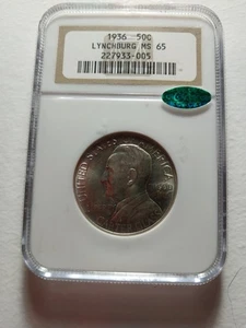 1936 Lynchburg Commemorative Half Dollar Coin, NGC MS65 - Picture 1 of 2