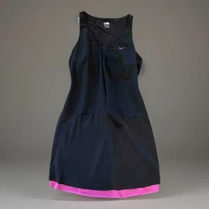 Mujer M NIKE Dri Fit Vestido Tenis Negro Rosa Atlético Sin Mangas Ropa Activa - Imagen 1 de 3
