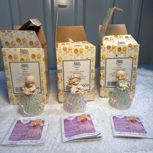 Precious Moments Spun Glass Bell Lot of 3 Figurines 3.5"H - Picture 1 of 7
