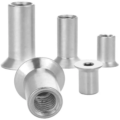 Edelstahl A1 Hülsenmuttern mit Senkkopf Innensechskant Metrisch Möbelmuttern  - Bild 1 von 4