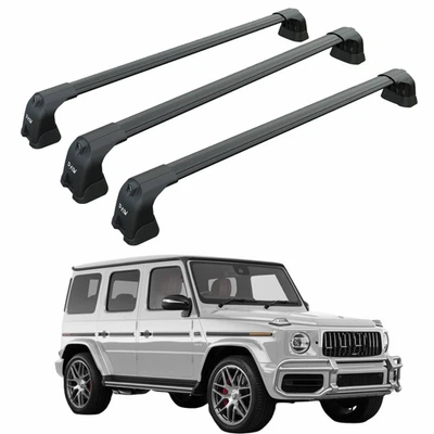 Barras transversales de techo para Mercedes G W464 2018-2025 punto fijo aluminio negro Foto 1 de 4