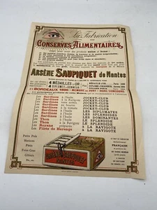 Affichette Conserves Saupiquet fin XIXéme - Imagen 1 de 5