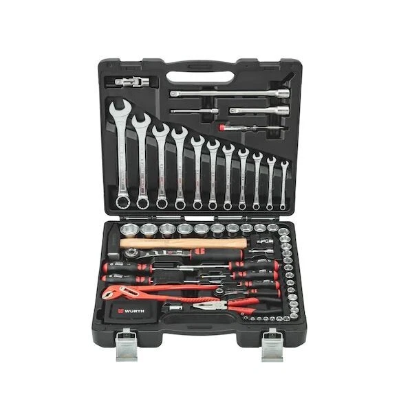 Werkzeugkoffer Kunststoffkoffer 93-tlg. Knarre Zange Ratsche Ring Nüsse Würth - Bild 1 von 1