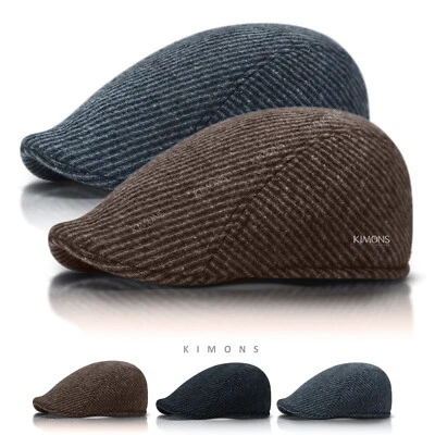 Algodón Lana Espiga Newsboy Gatsby Gorra Hiedra Sombrero Golf Para Hombres Plano Cabbie Rayas Foto 1 de 4