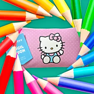 Sanrio Hello Kitty Portamatite con Cerniera Scuola - Rosa/8,75x4,25 - Foto 1 di 13