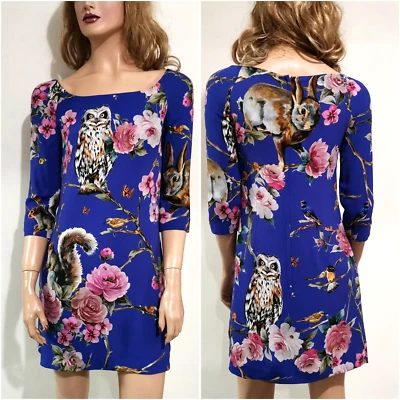 🆓US🛃 Dolce&Gabbana enchanted forest floral printed purple Dress IT 40 - Image 1 of 4