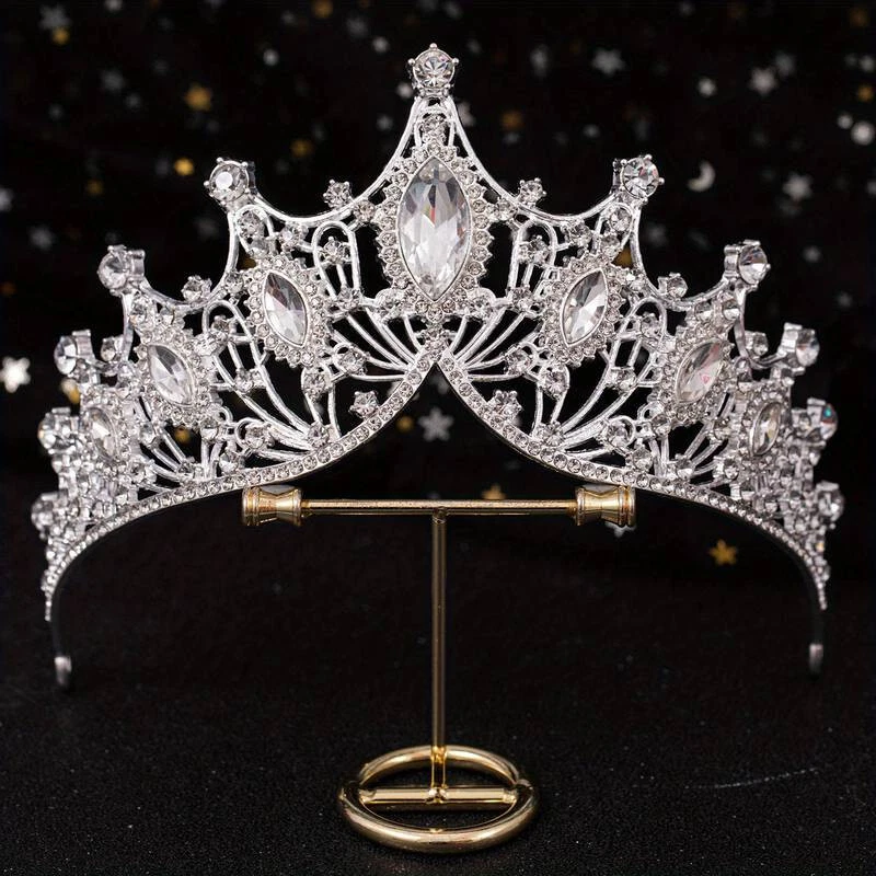 CORONA BAROCCA MISS SPOSA BALLERINA COSPLAY FANTASY ARGENTO E CRISTALLO C11 - Immagine 1 di 1