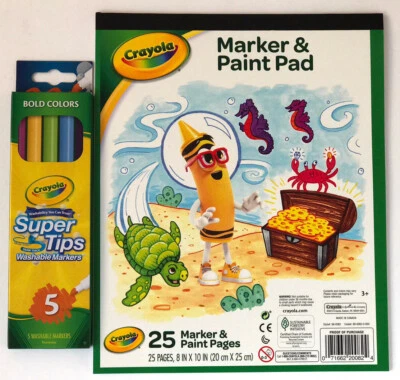 Crayola Marker & Paper Pad 8” x 10” & Super Tips Washable Markers Kids Art Set - Image 1 of 4
